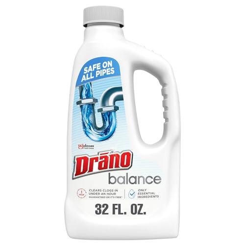 Drano Balance Drain Clog Remover and Cleaner, Non-Corrosive Formula, Safe on All Pipes and Septic Tanks, Formulated Using Only Essential Ingredients, 32 Fl Oz