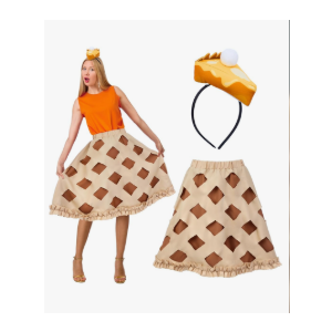 Women's Pumpkin Pie Tutu Skirt with Funny Pumpkin Pie Food Hat Thanksgiving Headband Adult Cosplay Party Accessory Only skirt Medium