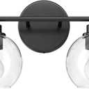 VONLUCE Bathroom Light Fixtures, 2-Light Bathroom Vanity Light with Globe Glass Shades E26 Sockets, Vanity Lights for Bedroom Hallway Living Room, Black Finish