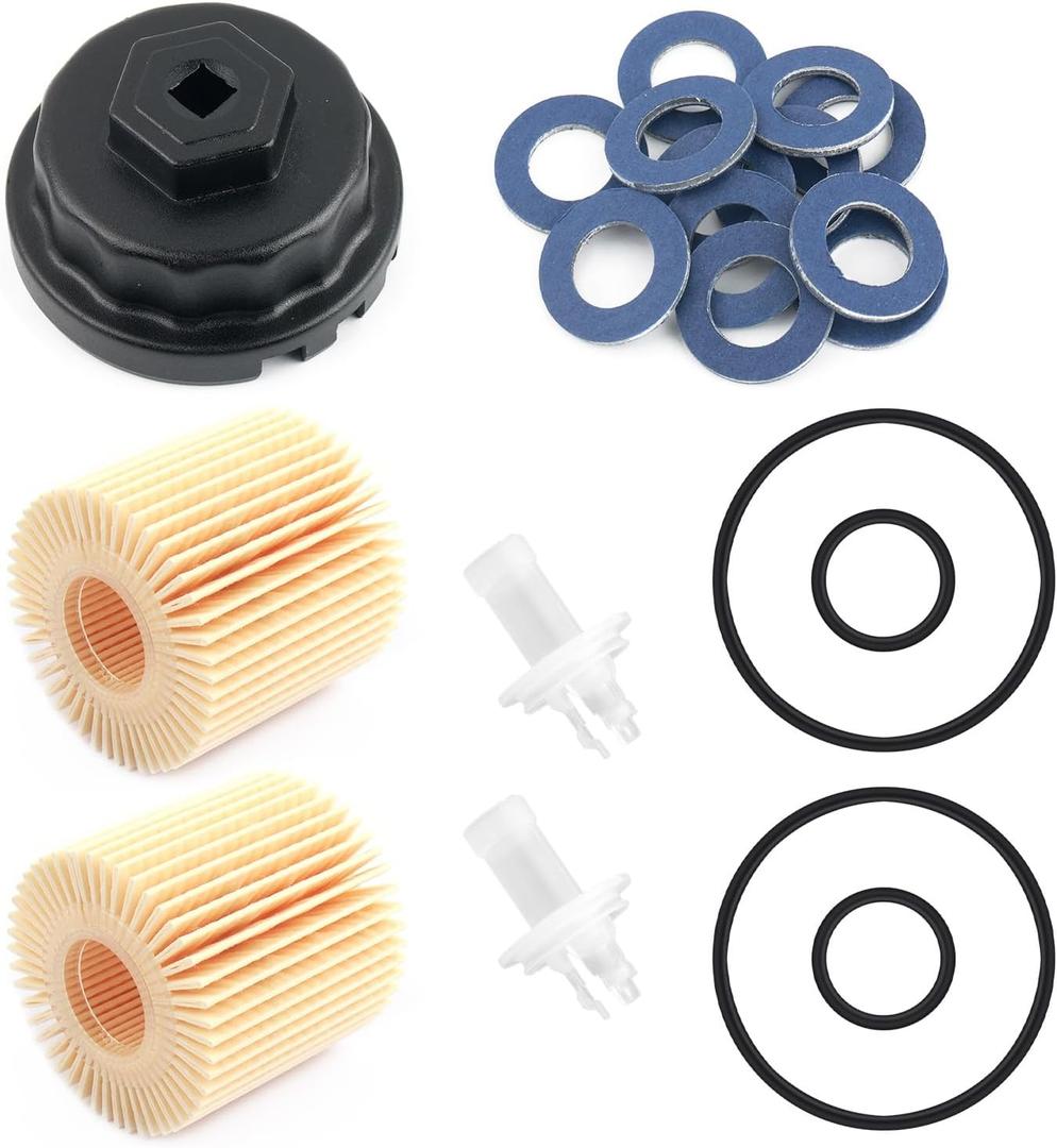 64mm Oil Filter Wrench Kit,Engine Oil Filter Removal Tool with OEM 04152-yzza1 Filters and 80430-12031 Gaskets,Professional Oils Change Tools Compatible with Toyota Lexus Scion