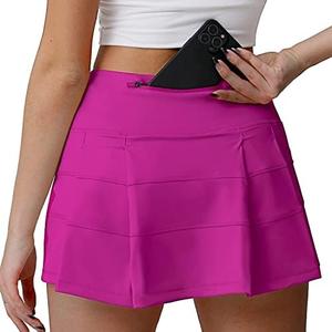 Husnainna High Waisted Pleated Tennis Skirt with Pockets Athletic Golf Skorts for Women Casual Workout Built-in Shorts.S