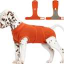FUAMEY Dog Recovery Suit Male,Dogs Surgery Neuter Suits Puppy Spay Shirts for Female Protect Dog's Skin Anti Licking Abdominal Wounds Doggie Onesie Pet Bodysuit Alternative to Cone Orange S (S(back:11.4-13.4in,wt:7-15lbs))