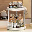 10.01" 2-Tier 360Rotating Lazy Susan turntable Organizer Spice Rack Organization for Kitchen countertop and Cabinet pantry Organizers and storage(2White, Extra Large)