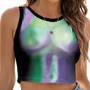 color cosplayer American USA Flag Crop Tank Tops for Women T Shirt Patriotic 4th of July Vest Tops, Large 