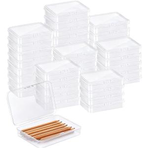 30 Pcs Plastic Crayon Box with Lid, Bulk Clear Crayon Holder, Clear Crayon Organizer Holder Case, Crayon Storage Containers for Crayons, Hairpins, Needles, Thread, Office Supplies
