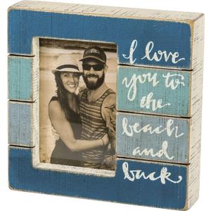 Primitives by Kathy I Love You To The Beach And Back Decorative Picture Frame (8" x 8" x 2", Fits 4" x 6" Photo)