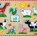 Melissa & Doug Farm Animals Sound Puzzle - Wooden Peg Puzzle with Sound Effects (8 pcs)