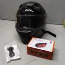 Bluetooth Modular Motorcycle Helmets with Tail Lights, DOT Approved Flip Up Full Face Motorcycle Dual Visor Helmet, with Dual Speakers and Microphone, for Adults Men and Women (Glossy Black, L)