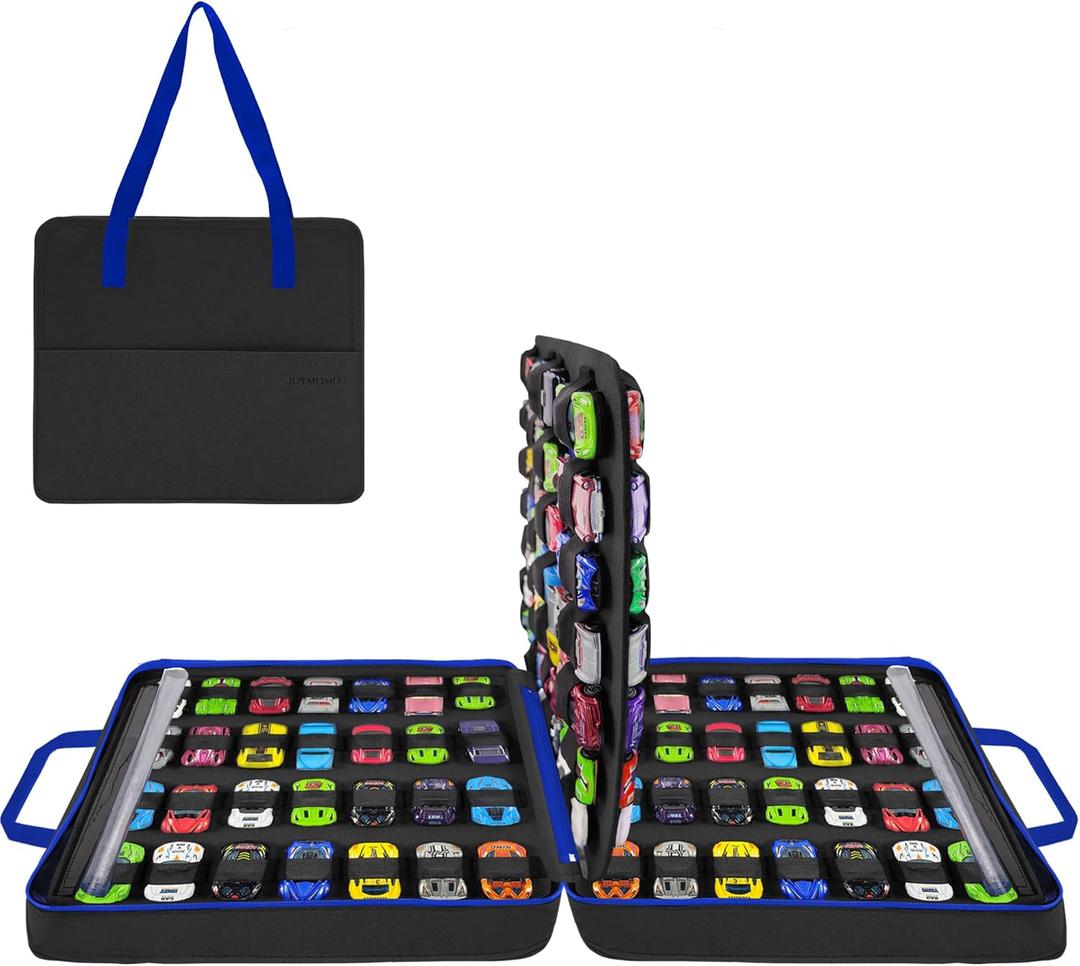 Carrying Case for 104 Toy Car Storage, Portable Container Carrier Organizer (Black)