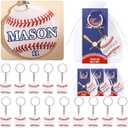 30 Sets Sport Team Party Favors Acrylic DIY Name Keychains Soccer Softball Baseball Keychain Gift for Birthday Party Reward(White,Baseball) (As Pictures Shown)