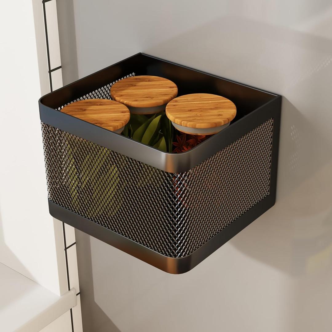 1 Pcs Magnetic Shelf For Fridge, Black, 6.3''L*4.9''W*3.9''H