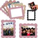 Kingdder 12 Pcs Boho Scalloped Magnetic Picture Frame for Refrigerator 5 x 7 Reusable Picture Frame Magnets Decorative Photo Holders for Fridge Home School Office Locker Decor