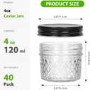 4 oz Glass Mason Jars with Black Lid, 40 Pack Regular Mouth Mini Canning Jars for Caviar, Honey, Jam, Jelly, Body Butters, Spice, DIY Candle