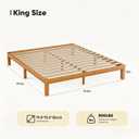 12-Inch Solid Wood Platform Bed | Wooden Slats, No Box Spring Needed, Easy Assembly | King