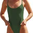 Women's Sexy One Piece Bathing Suit Swimsuit High Cut Leg Cheeky Coverage, Adjustable Thin Strap, S