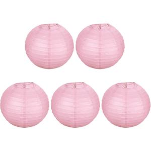 PATIKIL 8" Paper Lanterns, 5 Pcs Round Hanging Chinese/Japanese Lantern Decoration for Home Birthday Party Wedding Christmas Classroom Decor, Pink
