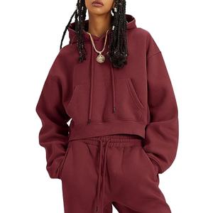 Flygo Womens Fleece 2 Piece Outfits Sweatsuit Crop Pullover Sweatshirt Joggers Pants Tracksuit Set Medium