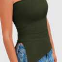 PRETTYGARDEN Tube Tops for Women Trendy Summer 2026 Spring Fashion Going Out Y2K Clothes Asymmetrical Ruched Strapless Shirts (Green)
