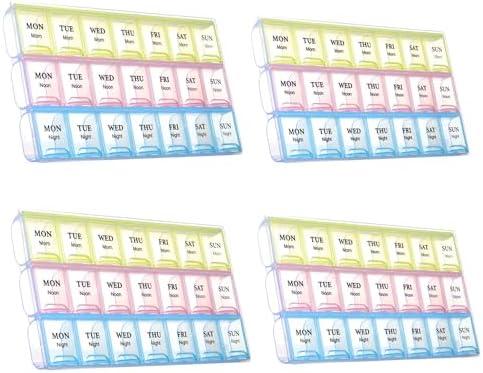 7 Day Pill Organizer 3 Times a Day, Morning noon and Night Pill Box, Weekly Pill Organizer 3 Times a Day, Travel Medicine Pill Box, 7 Day Pill Case 3X a Day, Travel Weekly Pill Case (2 Pack)