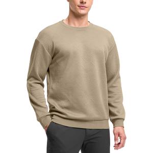 G Gradual Mens Sweatshirt Geometric Textured Crewneck Sweater Long Sleeves Casual Dressy Pullover Shirts (L)