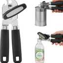 Easy Turn Smooth Edge Manual Can Opener, Hand Held Kitchen Gadget for Arthritis and Weak Hands, Effortless Rust-Proof Stainless Steel with Built-in Bottle Opener