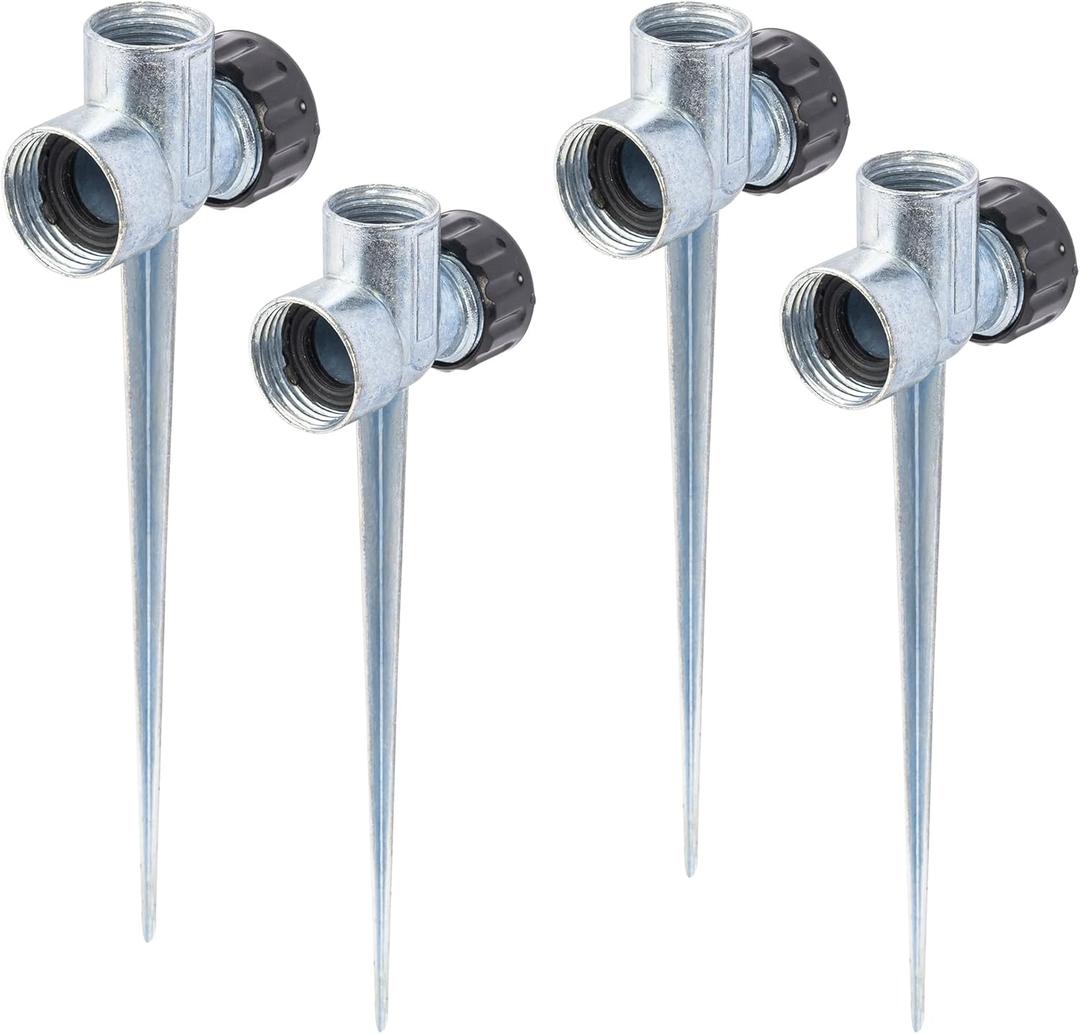 Hourleey 4 Pack 1/2 inch Zinc Alloy Lawn Sprinkler Spike Base, Water Flow Thru Sprinkler for Yard, Lawn, Garden and Grass Irrigation Hourleey 4 Pack 1/2 inch Zinc Alloy Lawn Sprinkler Spike Base, Water Flow Thru Sprinkler for Yard, Lawn, Garden and Grass Irrigation