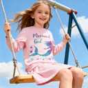Girls Cotton Crewneck Sweatshirt Size 2-10 Years Toddler Girls Kid Graphic Shirts (Pink) 4T