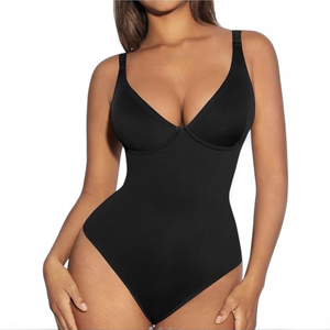 FeelinGirl Shapewear Bodysuit for Women Tummy Control Seamless Sculpting Snatched Waist Body Suit Body Shaper Thong
 , Size 3XL, Black