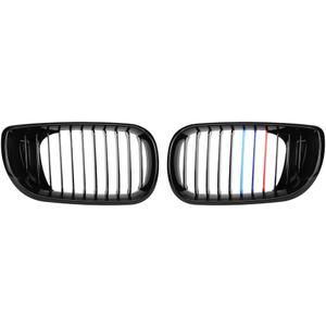 Pair Glossy Black M-Color Kidney Grille Grill Compatible with 2002-2006 BMW E46 320i 325i 325xi 330i 330xi Sedan
