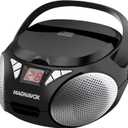 Magnavox MD6924 Portable Top Loading CD Boombox with AM/FM Stereo Radio in Black | CD-R/CD-RW Compatible | LED Display | AUX Input | Programmable CD Player | 1.6 watts of Audio