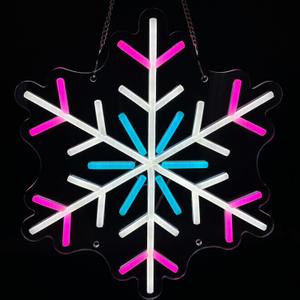 Neon Sign, Giant Snowflake Merry Christmas Neon Sign, USB Powered for Xmas Party Decoration, Colourful (Snowflake)