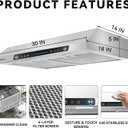 30 Inch Under Cabinet Range Hood |550 CFM Kitchen Vent Hood with Touch & Gesture Control | 3-Speed Quiet Operation | Stainless Steel with LED Lights, Ducted/Ductless convertible