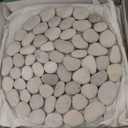 Ausluru 10in River Rock Stepping Stones Set  6 Pack | Polished Pebble | LongLasting PVC Mesh Backing | Perfect for Garden Paths and Lawns Outdoor Landscaping Decoration | White Circle