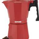 MAGEFESA Colombia Red Stovetop Espresso Moka Pot, 6-Cup/10 oz, Italian Coffee Maker for Cuban Coffee, Extra-Thick Aluminum, Heat-Resistant Handle, Safe & Easy-to-Use, Greca Coffee Maker