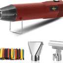 Mini Heat Gun 350W, 2-Temp Settings 392F & 662F,Fast Heat Hot Air Gun Tool with 2 Reflector Nozzle and and 6.56Ft Long Cable for Crafting, Vinyl Wrap and Shrink Tubing (Red-dual Temp)