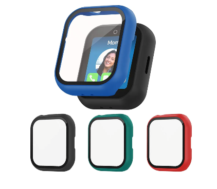 Case for SyncUP Kids Watch 2 with Tempered Glass Screen Protector, Shockproof Hard PC Bumper Protective Cover Compatible with SyncUP Kids Watch 2 (Black/Blue/Green/Red)