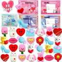 28 Pack Valentines Day Gifts for Kids, Mochi Squishies Toys with Valentines Day Cards for Kids Boys Girls Squishy Stress Relief Toys Party Favors School Classroom Exchange Prizes