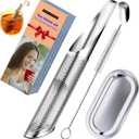 Stainless Steel Tea Infuser Set for Loose Leaf Tea  Durable Food-Grade Strainer with Long Handle, Hook, Drip Tray, and Cleaning Brush, Suitable for Single-Cup Brewing