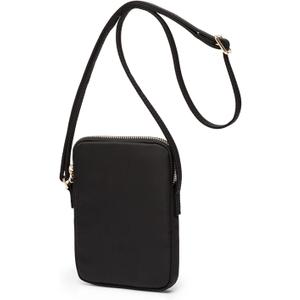 Small Crossbody Purse Zipper Cell Phone Bag Mini Shoulder Purse Wallet Smart Phone Wallet with Credit Card Solts, Nylon-Black