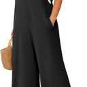 Neer Women's Plus Size Overalls Wide Leg Casual Jumpsuits Loose Fit Sleeveless Summer Rompers with Pockets (X-Large, Black)