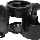 4-in-1 Universal Stroller Cup Holder with 360 Phone Mount - Adjustable Drink & Phone Holder for Strollers, Wheelchairs, Bikes, and Scooters Black