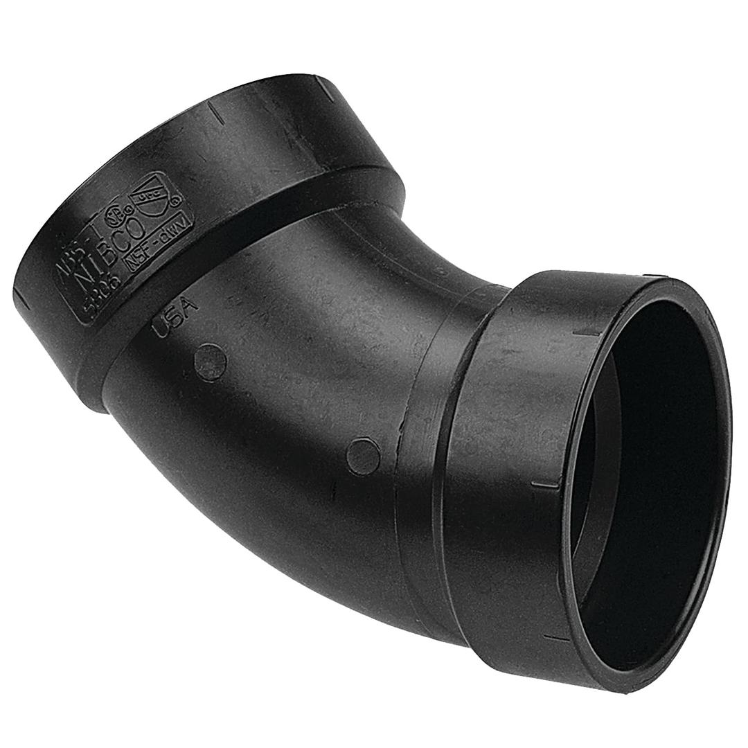 NIBCO Fig No U5806, 3 in. ABS DWV 45 Degree Elbow Hub, Solvent Weld