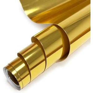 MerryMade Gold Heat Transfer Vinyl Roll, 12" x6Ft Mirror Metallic Iron on Vinyl, Soft Metallic Foil HTV for T-Shirt, Chrome HTV Easy to Cut & Weed for Heat Vinyl Design