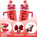 2 x 7Pcs Red Stanley Cup Accessories Set For Stanley Cup 30oz 40oz tumbler with handle,Including Heart Straw Topper Cover Cap,Letter Charm,Red Shiny Bow,Spill Proof Stopper,Silicone Boot(Red E)