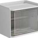 White Wave-Design Pet-Proof Tissue Box Holder - Wall-Mounted, Dual Dispenser Organizer for Kitchen, Office, Outdoors - ABS+HIBS Material, Transparent Lid, Damage-Free Adhesive