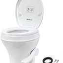 SEAFLO RV Toilet, Residential Height 18.4", Gravity Flush Foot Pedal, Soft Close Seat, Camper Toilet for RV Motorhome Travel Trailer, White, SFRTPH-01-01