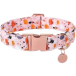 UP URARA PUP Halloween Dog Collar with Metal Buckle Gift Pumpkin Dog Collar for Small Medium Large Girls or Boys Dogs Cute Durable Comfortable Pet Collars, Pack of 3, Size: L