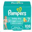 Pampers Baby Dry Diapers, Size 7, 108 Count - 100% Leakproof