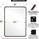 ANDY STAR Bronze Bathroom Mirror, 22X30 Bronze Mirrors for Wall, Rounded Rectangle Mirror for Bathroom Vanity Metal Framed, HD Reflection, Wall-Mounted Vertically or Horizontally