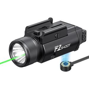EZshoot 2400 Lumens Laser Light Combo with Strobe Mode, High Lumen Pistol Flashlight, Magnetic Rechargeable Green Laser Light with Quick Install Adjustable Slide Rail for Picatinny GL Rail